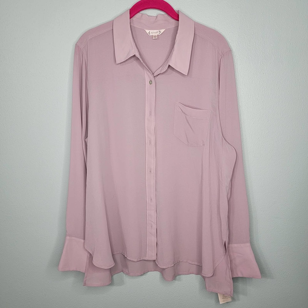 XL NWT Nannette Lepore Sheer Chiffon Button Top Blouse O
